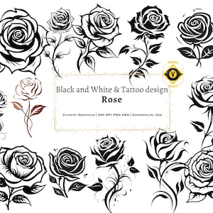 20 Rose SVG-Designs | Rose SVG | Rosen Bündel | Blumen-Svg-Bundle | Geometrische Rose Schädel | Rose Tattoo Herz | Florales geometrisches Muster | Rose PNG