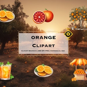 Watercolor Orange Clipart, Colorful Fruits Clipart, Fruit graphic clipart, Citrus fruits clipart, Summer fruits clipart