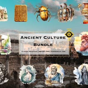 Civilisations anciennes Clipart Bundle, Egypte Histoire Aquarelle Clipart, Histoire romaine Aquarelle Clipart, Histoire grecque Aquarelle Clipart