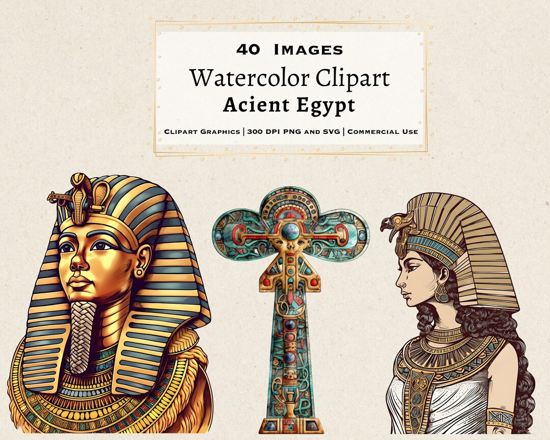 Ancient Egypt Watercolor Clipart, Historical Egyptian Symbols Set ...