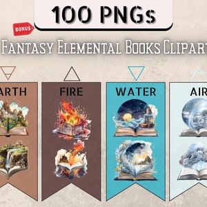 Watercolor Fantasy Books Clipart, Open Book Clipart, Vintage Books Stacklibrary Clipart, Colorful Book Clipart, Colorful Page Graphics