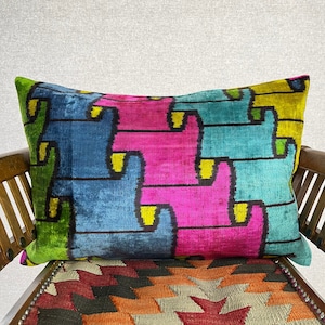 Velvet Cushion | Ikat Pillow | Handmade Pillow | Ikat Cushion | Pillow Cover