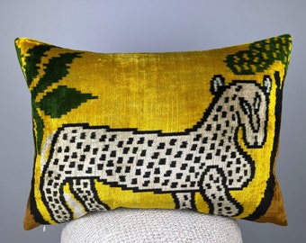 Animal Ikat Cushion | Velvet Silk Pillowcover