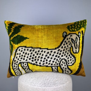 Animal Ikat Cushion Velvet Silk Pillowcover image 1