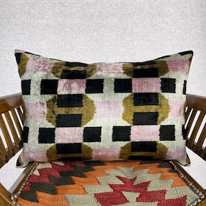 Ikat Cushion | Velvet Silk Pillowcover | Throw handmade pillow | Ikat Pillowcase
