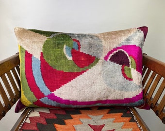 Velvet Ikat Cushion | Ikat Cushion  | Pillow Cover | Velvet Pillow | Ikat Pillow