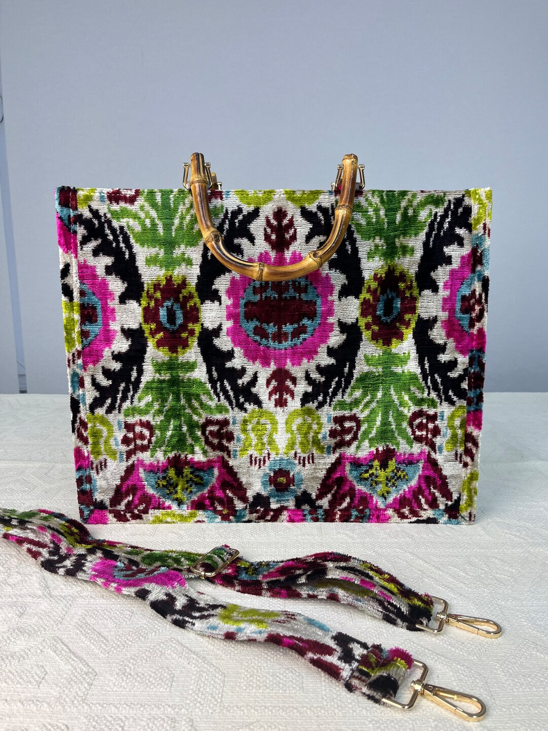 Silk Velvet Ikat Gondola Bag 03 main image 1