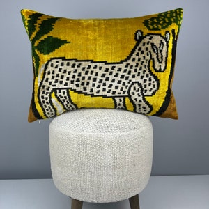 Animal Ikat Cushion Velvet Silk Pillowcover image 2