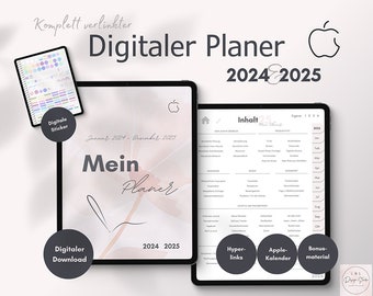 2024 und 2025 Digitaler Planer Deutsch | GoodNotes Kalender iPad „MEIN PLANER“  mit Apple Kalender | Wochenpläne | to do liste