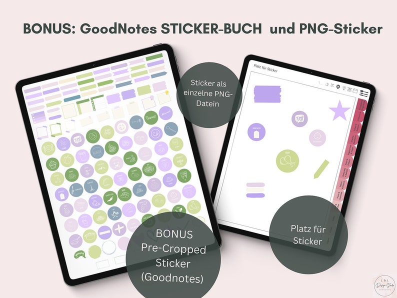 Digitale Sticker - pre-cropped als Goodnotes-Datei oder einzeln als PNG