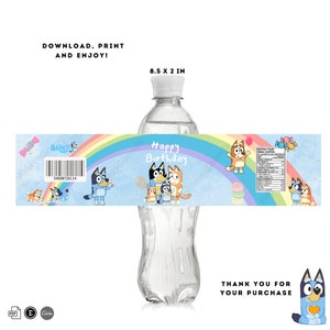 Bluey Water Bottle Label