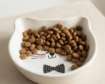 Ceramic (4 Designs) 200 ml Feeding Minimal White Cat Ear Dish Pet Bowl Food Safe