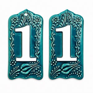 Handcrafted Ceramic House Number Tile: Turkish Design Address Plaque İznik