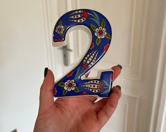 Ceramic numbers with tulip design for office, house , porchs, summer house