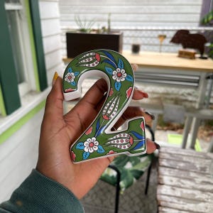 Large Ceramic Address Plaque House  Numbers Sign Door Personalized Coloured Decorative Hand Decoratede Housewarming Gifts Tulip Design