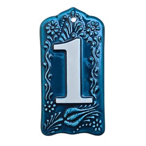 Handcrafted House Number Tile – Deep Blue Glazed Ceramic – Outdoor Address Plaque – Decorative Turkish Design – 0–9 Digits