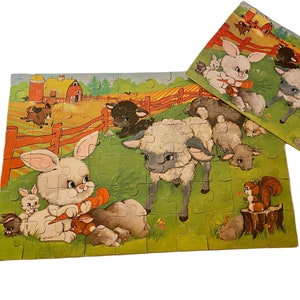 Vintage Milton Bradley Dziecięca układanka ze zwierzętami Wiek od 4 do 8 lat