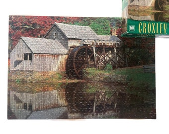 Vintage Autumn Colors Jigsaw Puzzle, 500 Piece Old Mill Scene