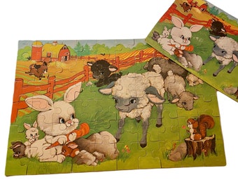 Vintage Milton Bradley Jigsaw Puzzle, Kids Animal Puzzle Ages 4 to 8