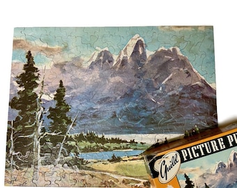 Vintage Jigsaw Puzzle, 1960s Mountainscape, C Ivar Gilbert Alpine Scene