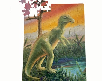 Vintage Dinosaur Jigsaw Puzzle, Childrens Educational 100 Piece Puzzle