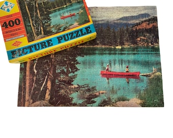 Vintage Nature Scene, Warren Built Rite Jigsaw Puzzle, Canoe Lover Outdoorsy Gift