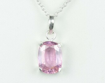 Pink Zircon Pendant: Oval Cut Sterling Silver Cocktail Jewelry