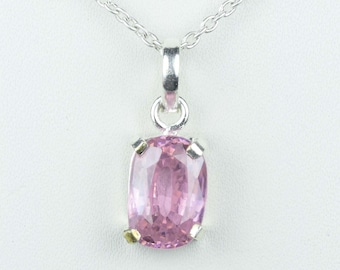 Pink Zircon Pendant: Oval Cocktail Gemstone, 925 Sterling Silver