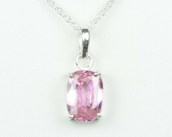 Pink Zircon Pendant: Oval Cut Sterling Silver Cocktail Jewelry