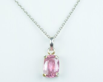 Pink Zircon Pendant: 925 Sterling Silver Oval Necklace (13x9x6 MM)