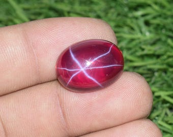 Star Ruby Loose Gemstone Flawless, Fine Quality Blood Red Star Ruby Stone, For Ring & Jewelry Making 6 Ray Star Oval 28 Ct Size 20x15x08 mm