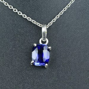 Blue Sapphire Pendant 925 Sterling Silver Pendant, Minimalist Sapphire Pendant Gemstone Handmade Silver Jewelry, Necklace Gift For Women