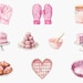 Watercolor Bakery Clipart: Pink Vintage Baking Illustrations (instant ...