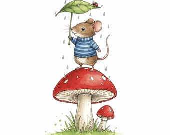 Watercolor Mouse Clipart: 32 Whimsical Illustrations (PNG)