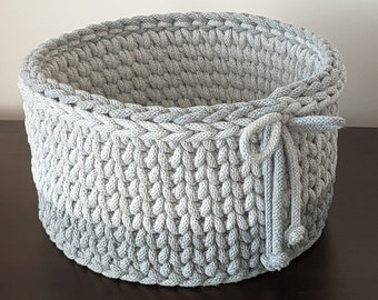 Round Crochet Basket, Cotton Rope Basket, Organizer for diapers, cosmetics, baby stuff, High quality cord, handmade