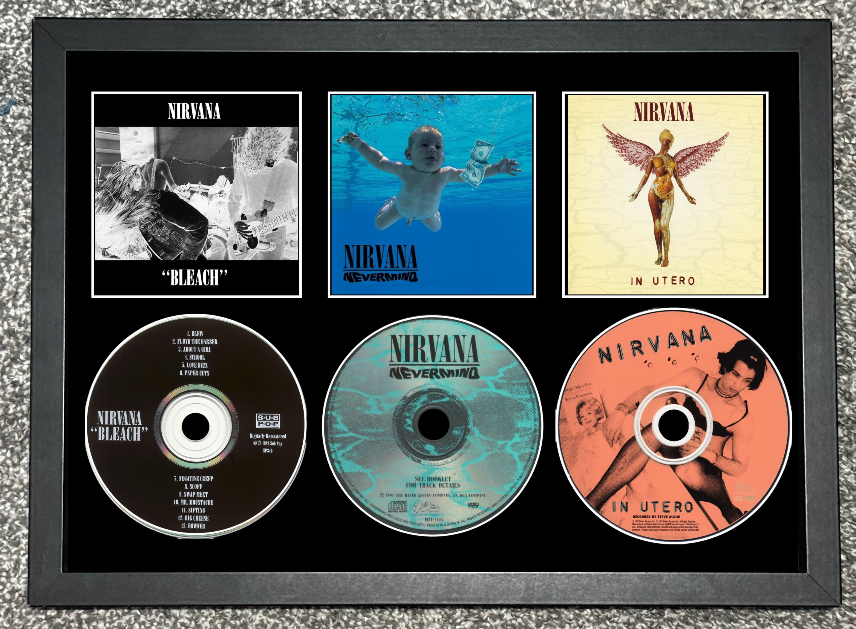 Nirvana | Bleach | Nevermind | in Utero | Triple CD Wall