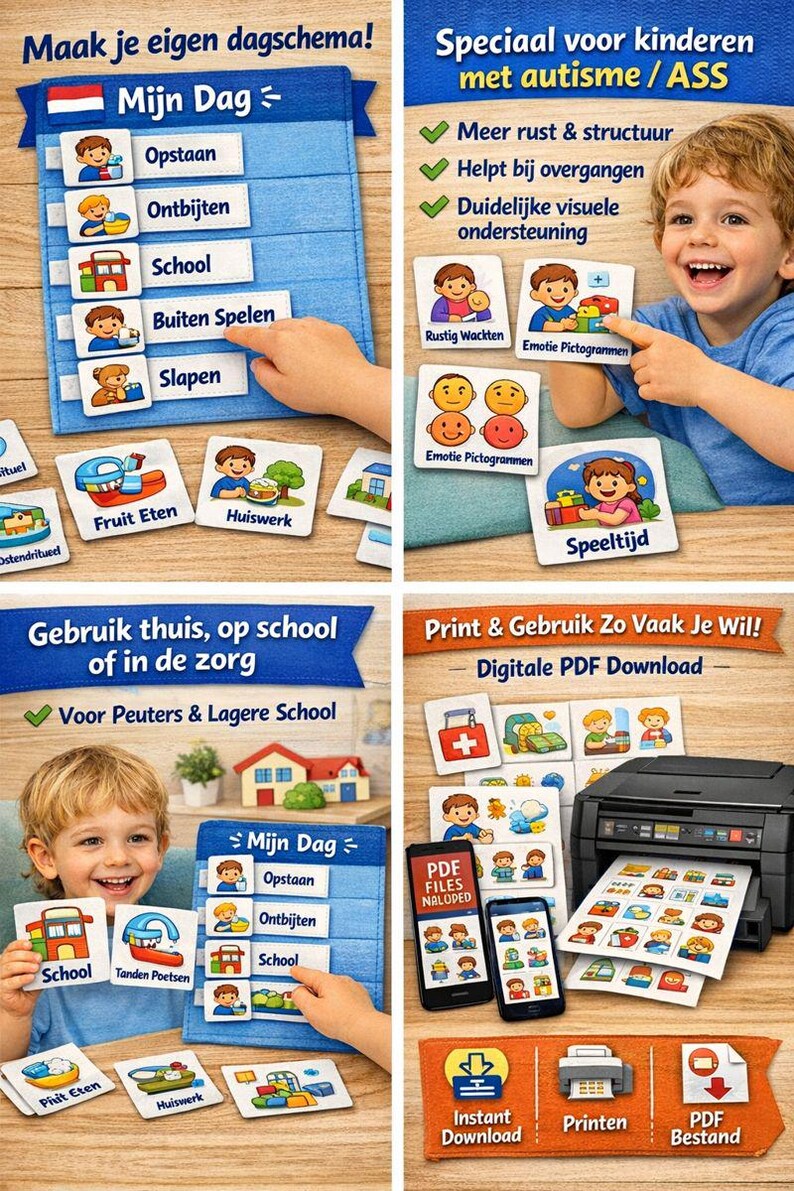 Daily Structure Icons for Children – 141 Visual Cards in Dutch (PDF) - Etsy