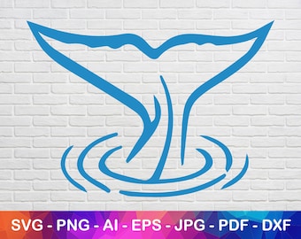 Whale Tail Svg File, Blue Ocean Instant Svg File for Digital Download