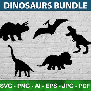Dinosaur Svg bundel, dinosaurus Png voor Cricut, Jurassic Jpg, T-Rex silhouet