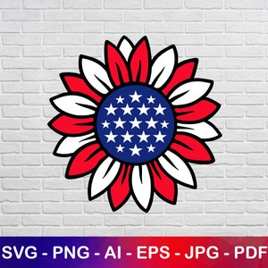 Patriotische Sonnenblume, rote weiße blaue Sonnenblume, 4. Juli svg, Patriot-Svg-Datei, Amerika-Svg-Datei, Instant-Svg