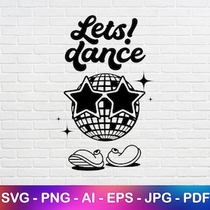 Discokula Svg, Låt oss dansa, Klipp fil Discokula Png Utskrift, Omedelbar Retro Svg