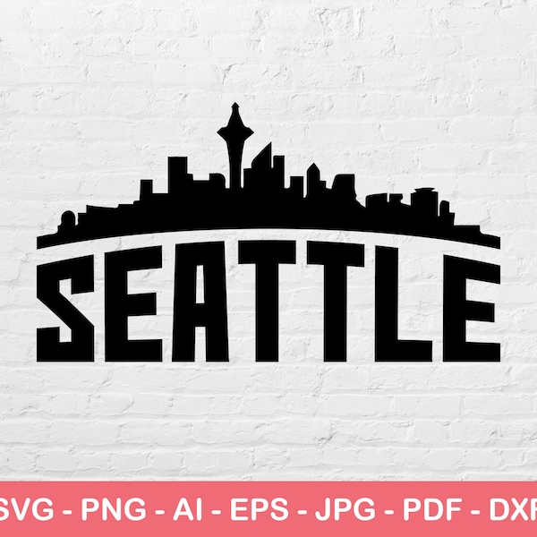 Seattle City Svg, Silhouette Svg, Seattle Skyline Svg, City Logo Svg, Instant Svg File