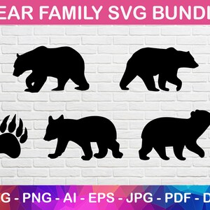 Famille d’ours SVG, Mama Bear Png, Jpg, Papa Bear Pdf Silhouette