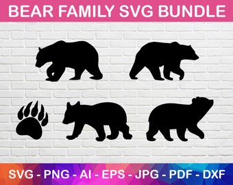 Bear Family Svg, Mama Bear Png, Jpg, Papa Bear Pdf Silhouette