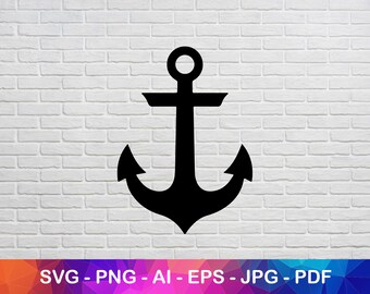 May include: A black anchor silhouette against a white brick wall background.