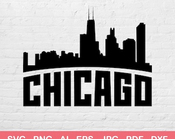 Chicago City Svg, Silhouette Svg, Chicago Skyline Design, City Logo Svg, Instant Svg File