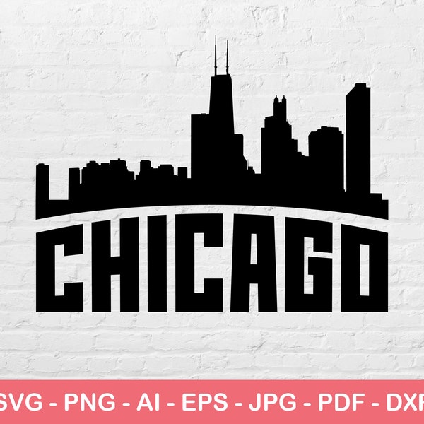 Chicago City Svg, Silhouette Svg, Chicago Skyline Design, City Logo Svg, Instant Svg File