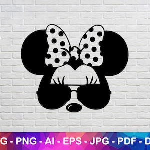 Minnie Wearing Aviator Sunglasses Svg, Dxf, Pdf, Jpg File for Cricut