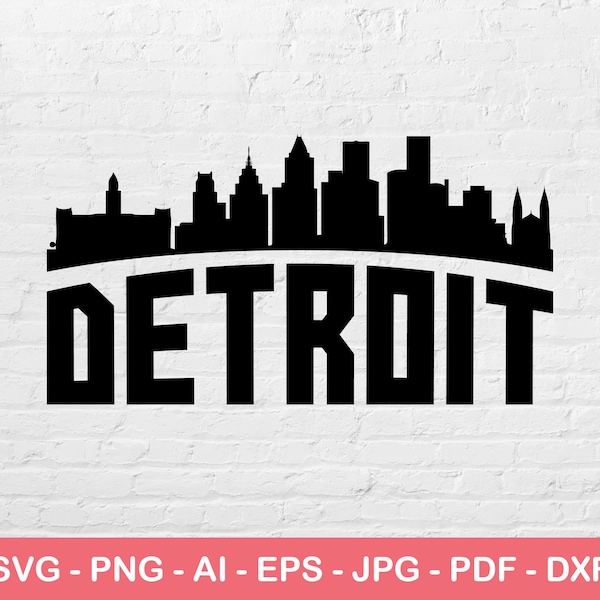 Detroit City Svg, Silhouette Svg, Detroit Skyline Svg, City Logo Svg, Instant Svg File