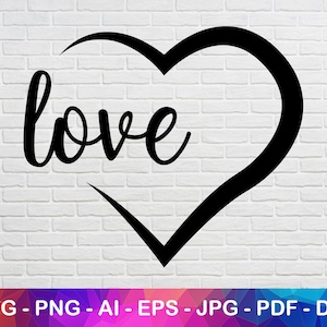 Amor Corazón Svg, Amor Svg, Corazón Silueta Svg, Carta Svg, Silueta Svg, Forma de Corazón Svg, Svg Instantáneo